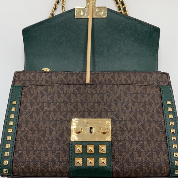 MICHAEL KORS ROSE MEDIUM FLAP SHOULDER RACING GRN - Picture 13 of 15